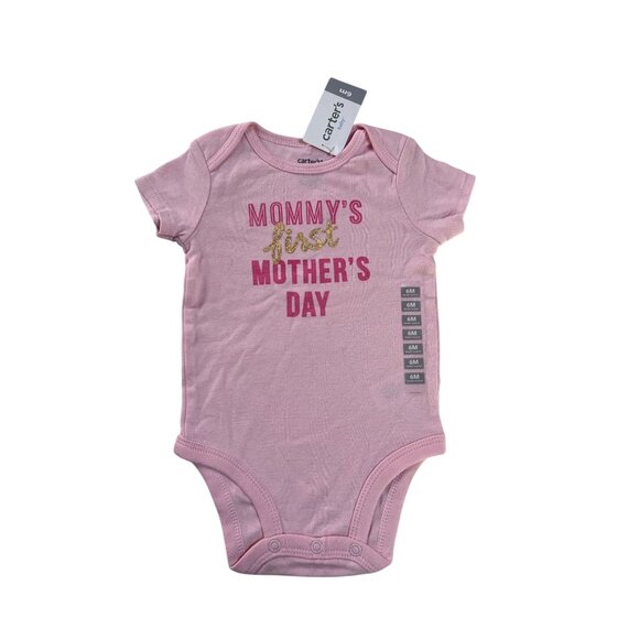 Carters NWT Baby Girls Pink Bodysuit 6M Mommys First Mothers Day Short Sleeve - Picture 5 of 5